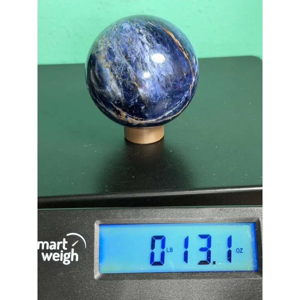 Natural Bright Blue Sodalite Sphere 65.6mm 372g Healing Crystal Stone w/Stand